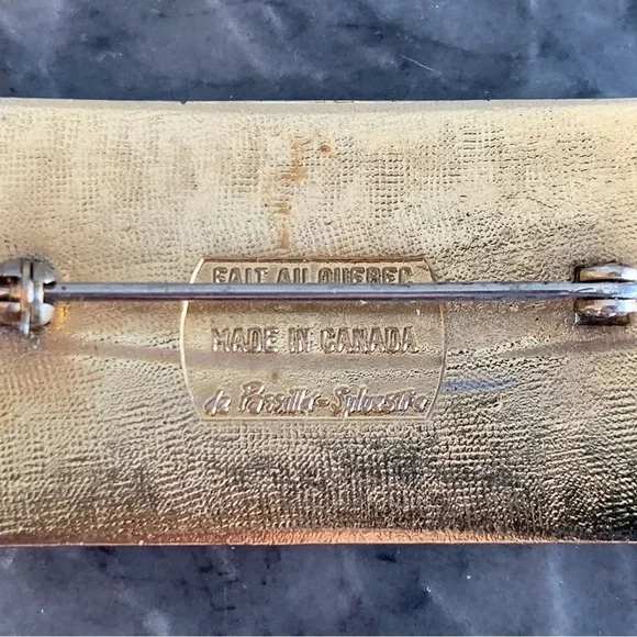 Pair Brooch De Passille Sylvestre Enamel Vintage MCM Made in Canada Face Flower - Picture 8 of 14